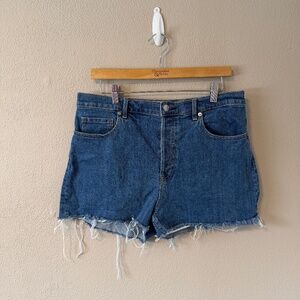 Everlane Cheeky Denim Shorts Size 31 Frayed Hem Blue Stretch